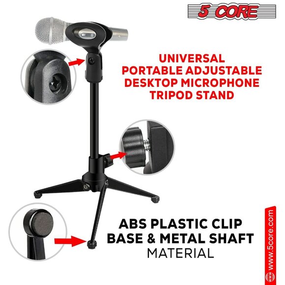 5Core Tripod Desktop Mic Stand Universal Desk Microphone Holder Table Top Stands - Picture 11 of 15